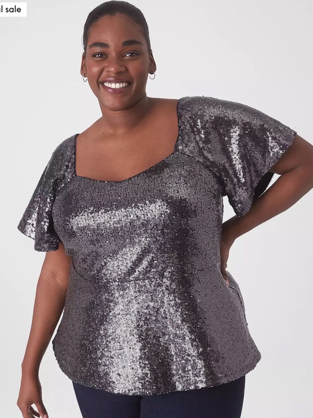 Lane Bryant Black Sequin Top Sparkly Party Holiday Plus Size 24W
